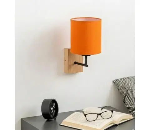 Svietidlá BRILAGI - Nástenné svietidlo NUBILA WOOD 1xE27/25W/230V dub/čierna/oranžová BG1561+BG2453