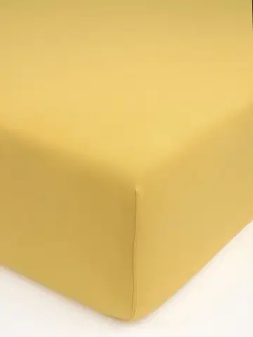 Plachty MKLozkoviny.sk Jersey plachta s elastanom Deluxe 200 × 200 cm – horčicová