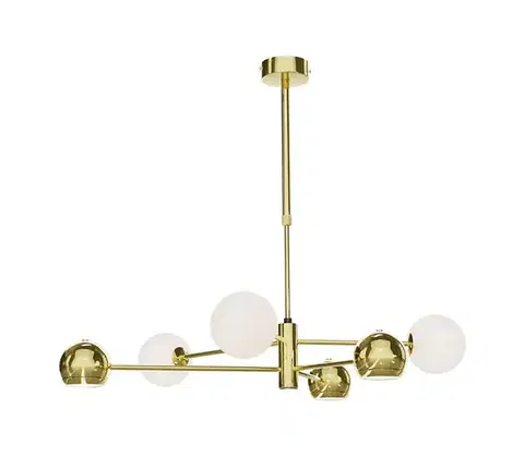 Svietidlá Jupiter 1962 - Luster na tyči MOKA 3xGU10/10W/230V + 3xG9/10W/230V zlatá/biela 1962