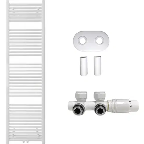 Doplnky do kúpeľne CERANO - Kúpeľňový radiátorový set Lincoln - ústredné vykurovanie - stredové pripojenie 50 mm - 559W - biela lesklá - 1800x500 mm CER-663418