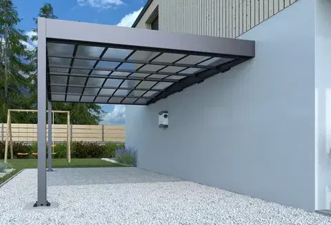 Záhradné domčeky Kovový prístrešok / carport k stene 315 x 502 cm Dekorhome