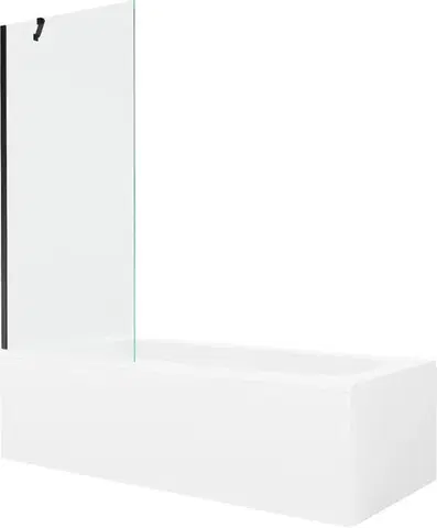 Sprchové dvere MEXEN/S - Vega obdĺžniková vaňa 180 x 80 cm s panelom + vaňová zástena 80, transparent, čierna 550118080X9508000070