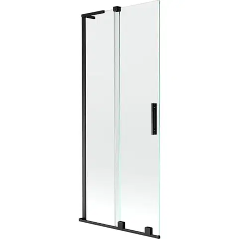 Sprchové dvere MEXEN/S - Velar L dvojkrídlová posuvná vaňová zástena 85 x 150, transparent, čierna 896-085-003-01-70