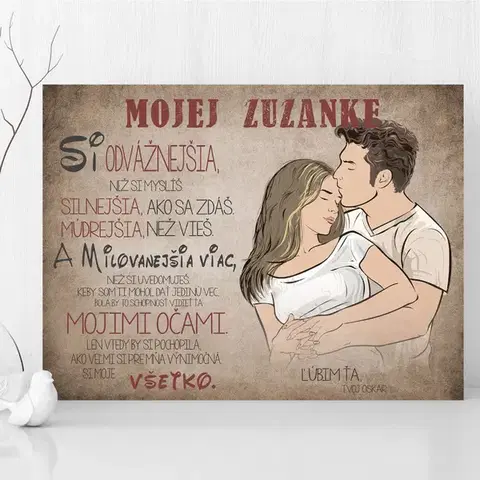 Tabuľky s venovaním (darčeky) Vianočný darček - Vyznanie lásky pre milovanú ženu - Obraz
