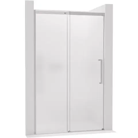 Sprchovacie kúty CERANO - Sprchové posuvné dvere Lantono - ľavá - 8 mm - Soft-Close - chróm, mliečne sklo - 130x195 CER-661987