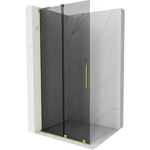 Sprchové dvere MEXEN/S - Velar L Sprchová zástena posuvná Walk-in 90 x 200, grafit 8 mm, zlato 871-090-003-43-50