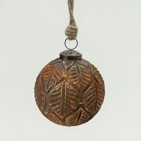 Vianočné dekorácie Sklenená ozdoba Rustic Leaf I 10 cm