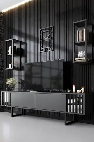 Obývacie steny TV skrinka / Obývacia stena Chrome Line - Anthracite, Black