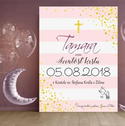 Tabuľky s venovaním (darčeky) Darček na krstiny - Darček ku krstu pre dievčatko - tabuľka na stenu