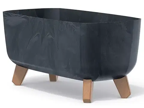 Kvetináče a truhlíky NABBI DGCL400E plastový kvetináč na nožičkách 39 cm antracit