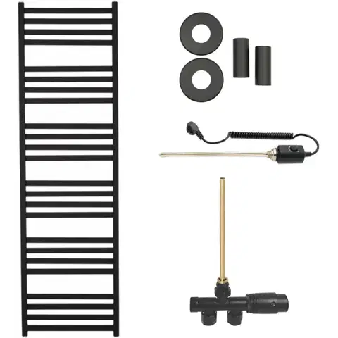 Doplnky do kúpeľne CERANO - Koupelnový radiátorový set Fulgidus - kombinované vytápění, termo tyč - boční jednobodové připojení - 600W - černá matná - 1800x530 mm CER-663808