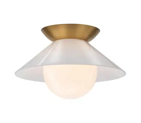 Svietidlá Elstead Quintiesse QN-SAUCER-FM-AB-OPAL - Stropné svietidlo SAUCER 1xE27/40W/230V zlaté QN-SAUCER-FM-AB-OPAL
