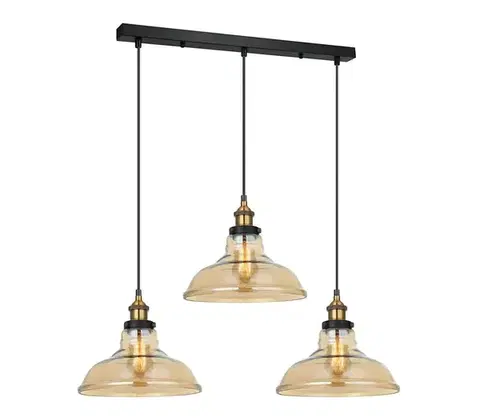 Svietidlá  MDM-2381/3 GD+AMB - Luster na lanku HUBERT 3xE27/40W/230V MDM-2381/3 GD+AMB