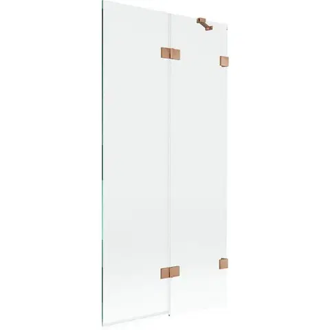 Sprchové dvere MEXEN/S - Lunar vaňová zástena 2-krídlová pravá 90 x 150, transparent, meď kartáčovaná 897-090-100-65-00-P