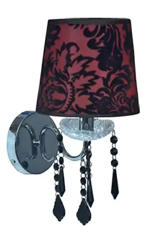 Nástenné svetlá Chrómová nástenná lampa, zamatové tienidlo, 1x40W E14 Astor