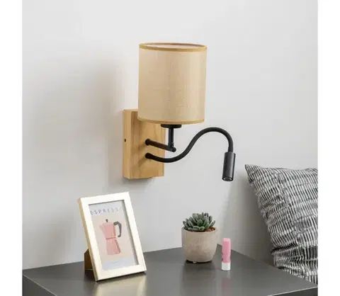 Svietidlá BRILAGI - LED Nástenná lampa NUBILA WOOD 1xE27/25W/230V +LED/3W dub/svetlohnedá BG1564+BG1584