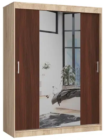 Šatníkové skrine Šatníková skriňa AIRIZ150, dub Sonoma / wenge