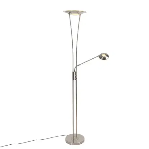 Stojace lampy Moderná oceľová stojaca lampa vrátane LED s ramenom na čítanie - Ibiza