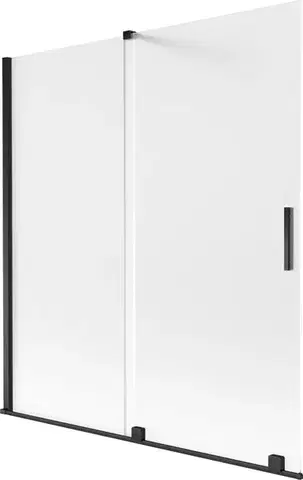 Sprchové dvere MEXEN/S - Velár dvojkrídlová posuvná vaňová zástena 150 x 150, dekor, čierna 896-150-000-31-70