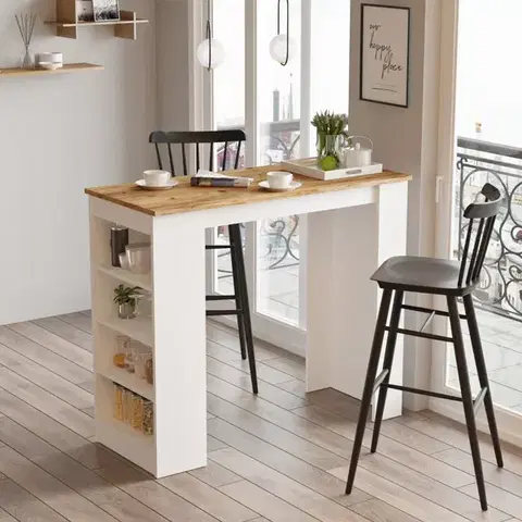 Barové stoly Škandinávsky barový stôl STYLE 1, biela/borovica