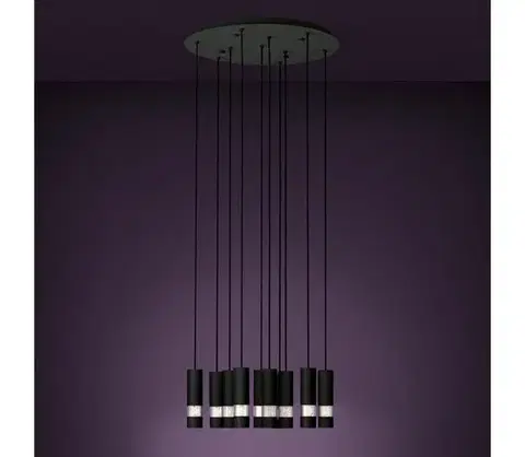 Svietidlá Eglo 39708 - LED Luster na lanku BERNABETA 10xGU10/4,6W/230V čierna 39708