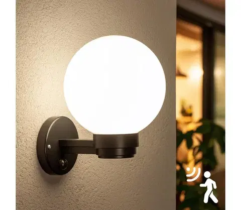 Svietidlá BRILAGI - Vonkajšie nástenné svietidlo so senzorom HARBOR 1xE27/40W/230V IP33 čierna/biela GD-HAWUSM-00