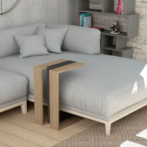 Konferenčné stolíky Príručný stolík / Odkladací stolík Muju - Oak, Anthracite, Oak