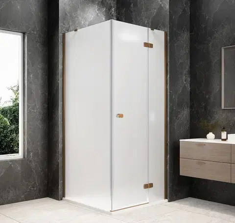 Sprchové dvere POLYSAN - GLOBE COPPER MATT štvorcová sprchová zástena 900x900, matné sklo, pravé GB1090-3315MRPG
