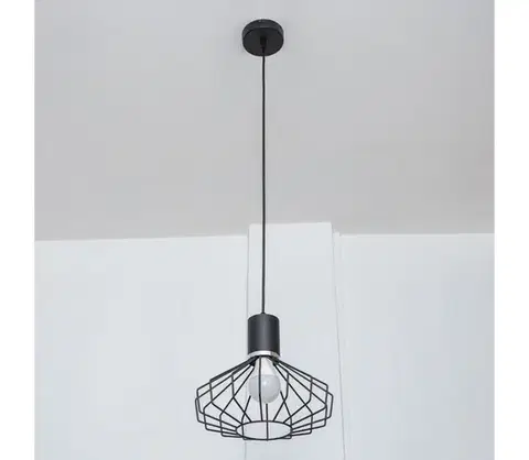 Svietidlá  Luster na lanku SOLANO 1xE27/15W/230V čierna/lesklý chróm W-KM 1335/1 BK+CH