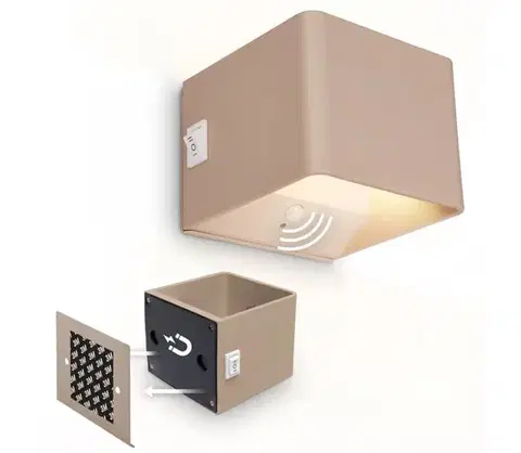 Svietidlá Briloner 3879011 - LED Nabíjateľné nástenné svietidlo so senzorom BORRA LED/1,5W/5V 3600 mAh béžová 3879011