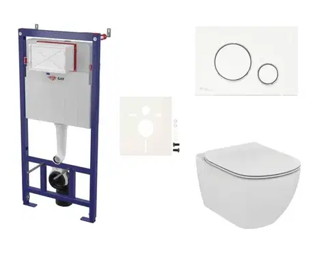 Záchody Cenově zvýhodněný závěsný WC set SAT do lehkých stěn / předstěnová montáž + WC Ideal Standard Tesi SIKOSSTES70K SIKOSSTES70K