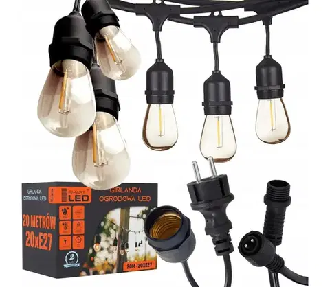 LED osvetlenie SmartLED LED vonkajší dekoratívny svetelný reťazec 20xE27/1W/230V 20,94 m IP44 čierna 4536