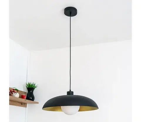 Svietidlá  Luster na lanku ECLIPSE 1xE27/15W/230V čierna/zlatá W-KM 1810+8020/1 BK+GO