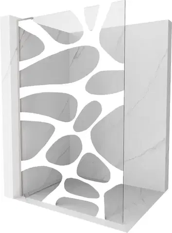 Sprchové dvere MEXEN/S - Kioto L Sprchová zástena WALK-IN 100 x 200, biely vzor, nikel kefovaná 800-100-103-97-97