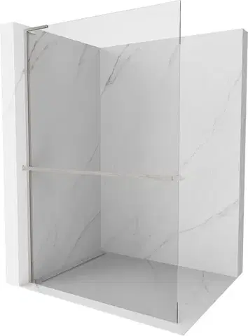 Sprchové dvere MEXEN/S - Kioto+ L Sprchová zástena WALK-IN s poličkou a držiakom uterákov 55 x 200, transparent, nikel kartáčovaná 800-055-123-97-00