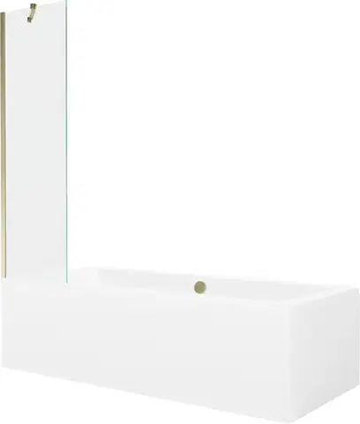Sprchové dvere MEXEN/S - Cube obdĺžniková vaňa 170 x 80 cm s panelom + vaňová zástena 50, transparent, zlatá 550517080X9505000050