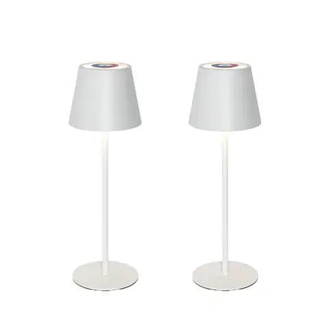 Lampy Sada 2 stolových lamp bielych so stmievačom a dobíjacími RGBW - Murdock