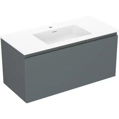 Kúpeľňový nábytok MEXEN/S - Orio kúpeľňová skrinka 100 cm s umývadlom Otis, 1 šuplík, grafit mat/biela mat 91A10-10047-1-BF66-W18M01