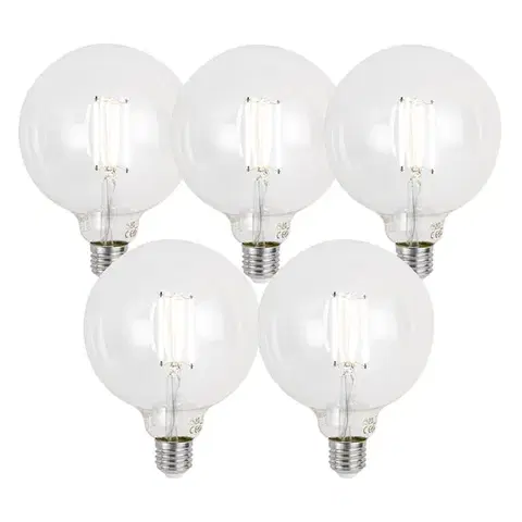 LED osvetlenie Sada 5 inteligentných stmievateľných LED žiaroviek E27 G125 číra 7W 806 lm 2700-6500K Zigbee