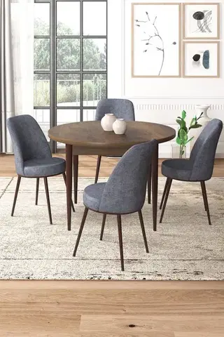 Jedálenské sety Dining Table & Chairs Set (5 Pieces) Tor - Baroque, Fume