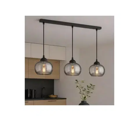 Svietidlá BRILAGI - Luster na lankách DIOR 3xE27/60W/230V čierna/dymová sivá 59-004B