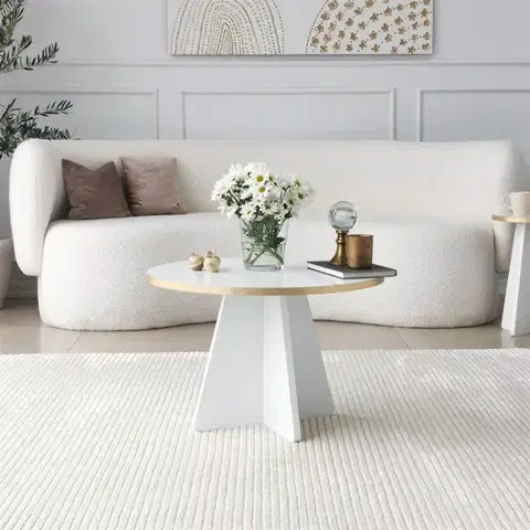 Konferenčné stolíky Konferenčný stolík Mushroom - Gold, White v2