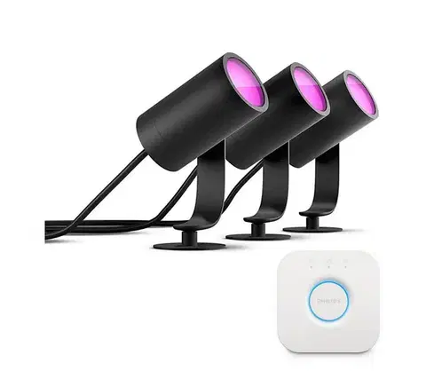 LED osvetlenie Philips - Sada 3x LED bodové svietidlo Hue LILY LED/8W/230V IP65 + Hue bridge P2465+P1408