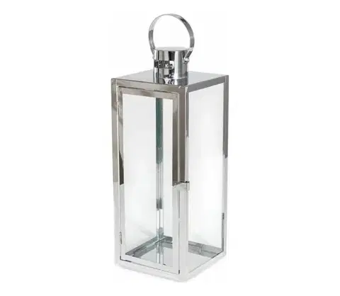 Taburetky Estilo Home Dekoratívna lucerna TOWER 38 cm v lesklom chrómovom prevedení 5905623250991