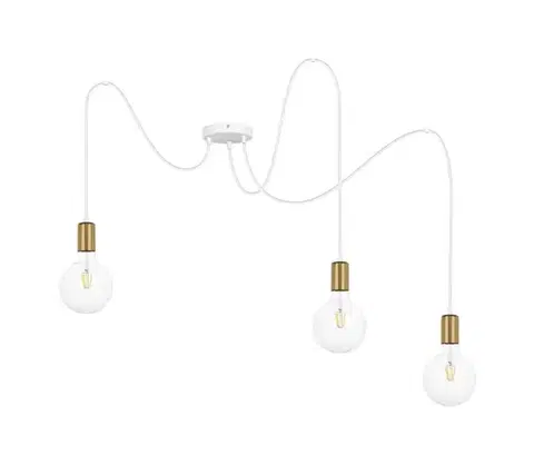 Svietidlá  Luster na lanku MIROS 3xE27/60W/230V pavúk biela/zlatá 0236
