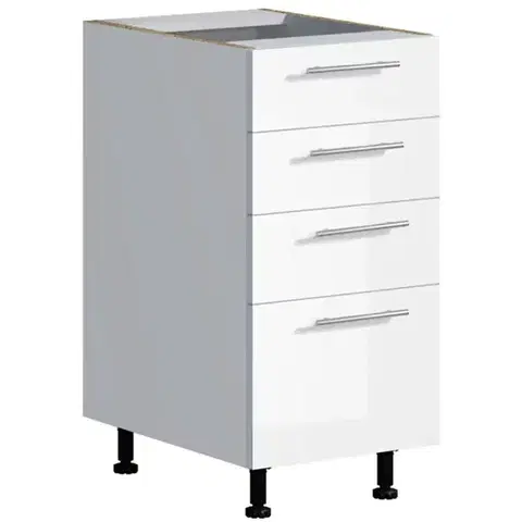 Kuchynské skrinky stojace Kuchynská skrinka Emilia D40 4SZ biela/biela lesk HG