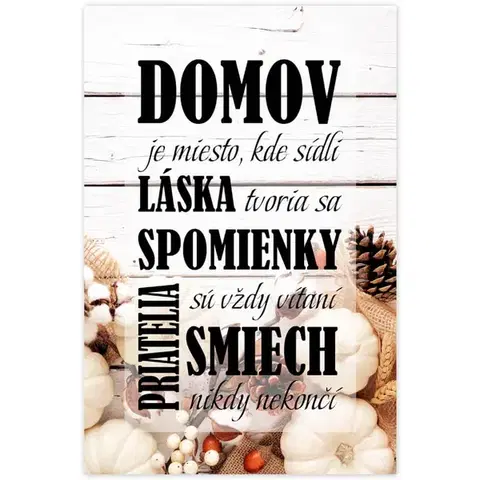 Obrazy s textom Obraz v ráme s textom - domov, hnedy