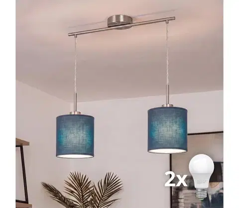 Svietidlá BRILAGI - LED luster na lanku NUBILA 2xE27/60W/230V tmavomodrý EG32519+2xBG1575