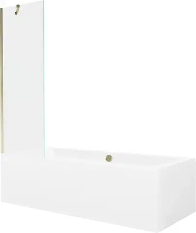 Sprchové dvere MEXEN/S - Cube obdĺžniková vaňa 170 x 80 cm s panelom + vaňová zástena 60, transparent, zlatá 550517080X9506000050