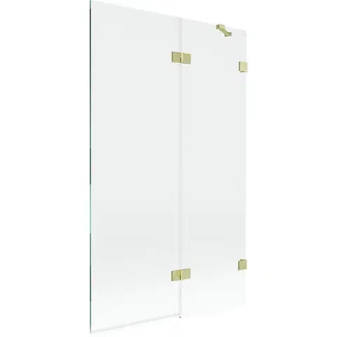 Sprchové dvere MEXEN/S - Lunar vaňová zástena 2-krídlová pravá 110 x 150, transparent, zlatá kartáčovaná 897-110-100-55-00-P